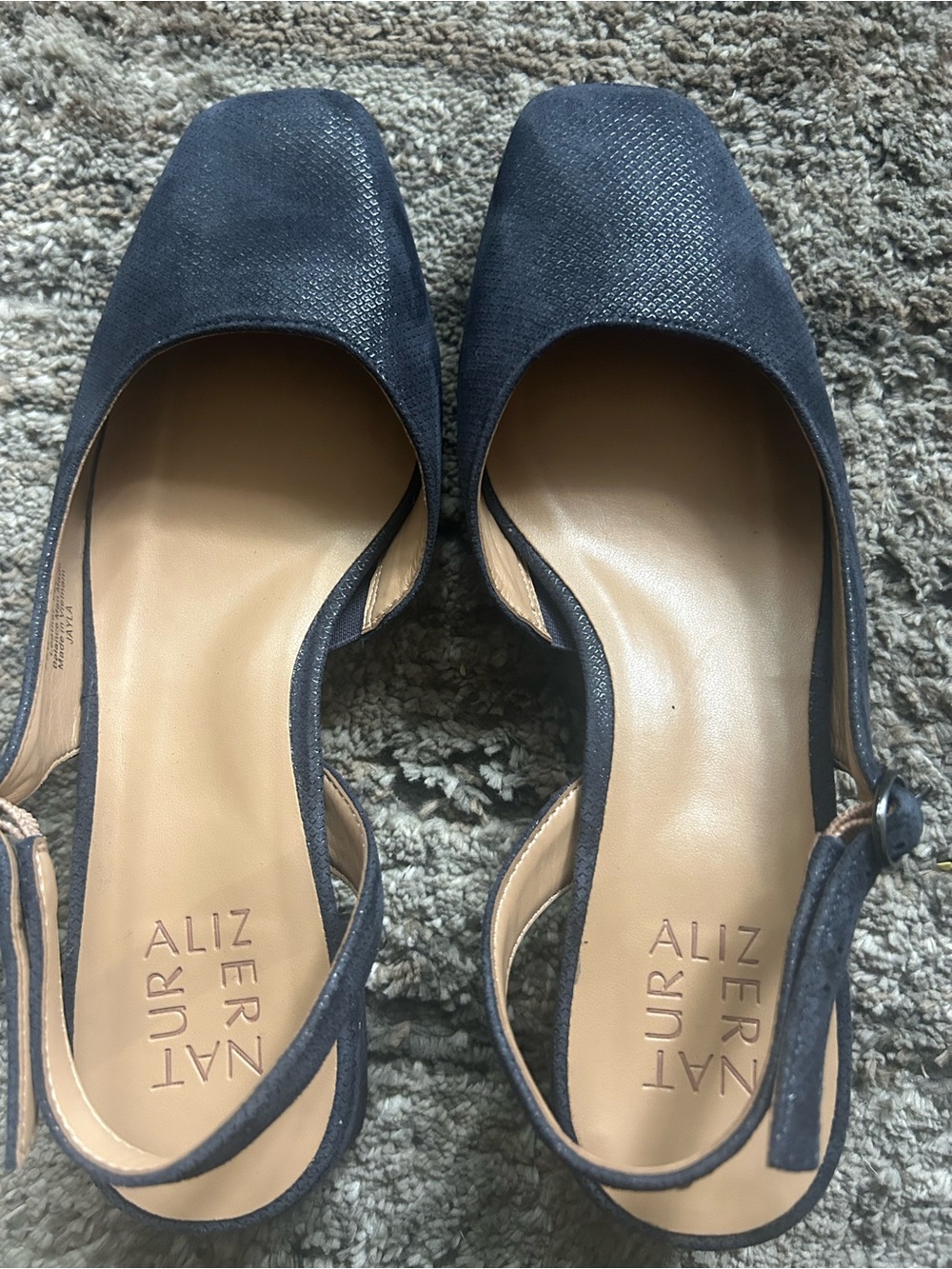 Naturalizer Navy Square-Toe Slingback Mules - Picture 2 of 6
